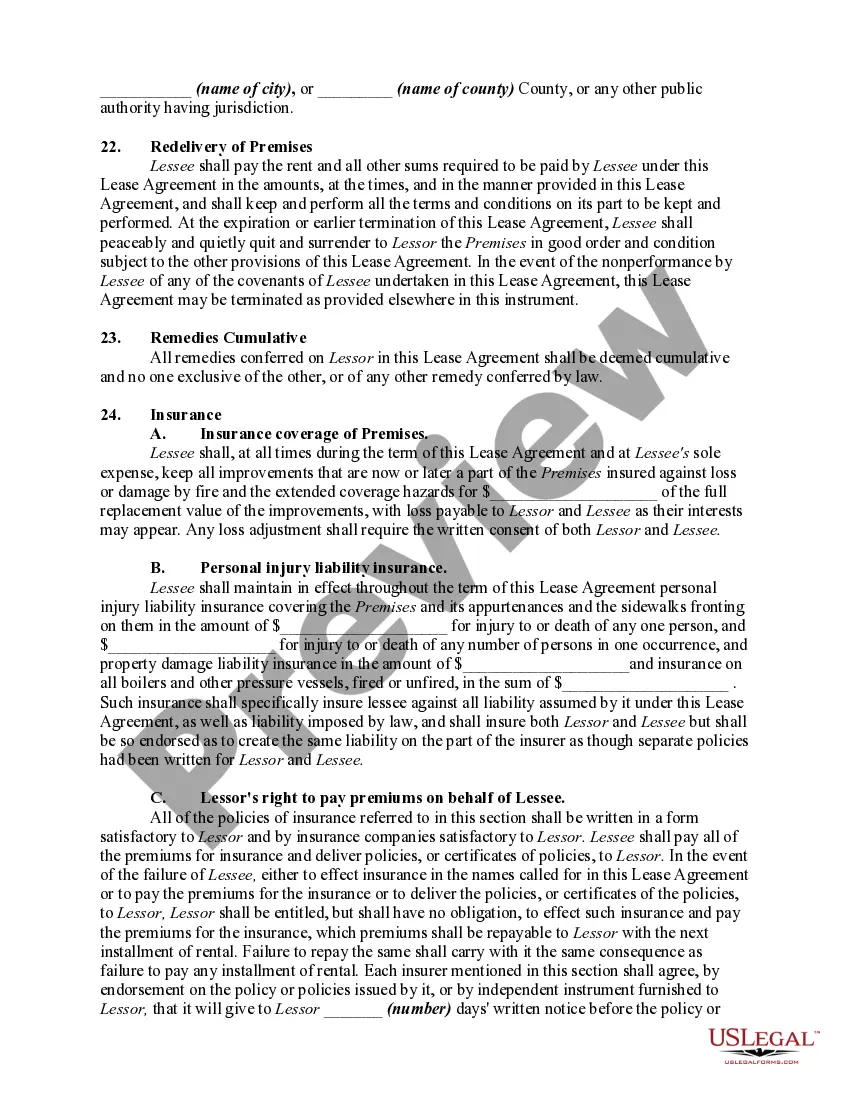 Preview Commercial Ground Lease with Lessee to Construct Improvements