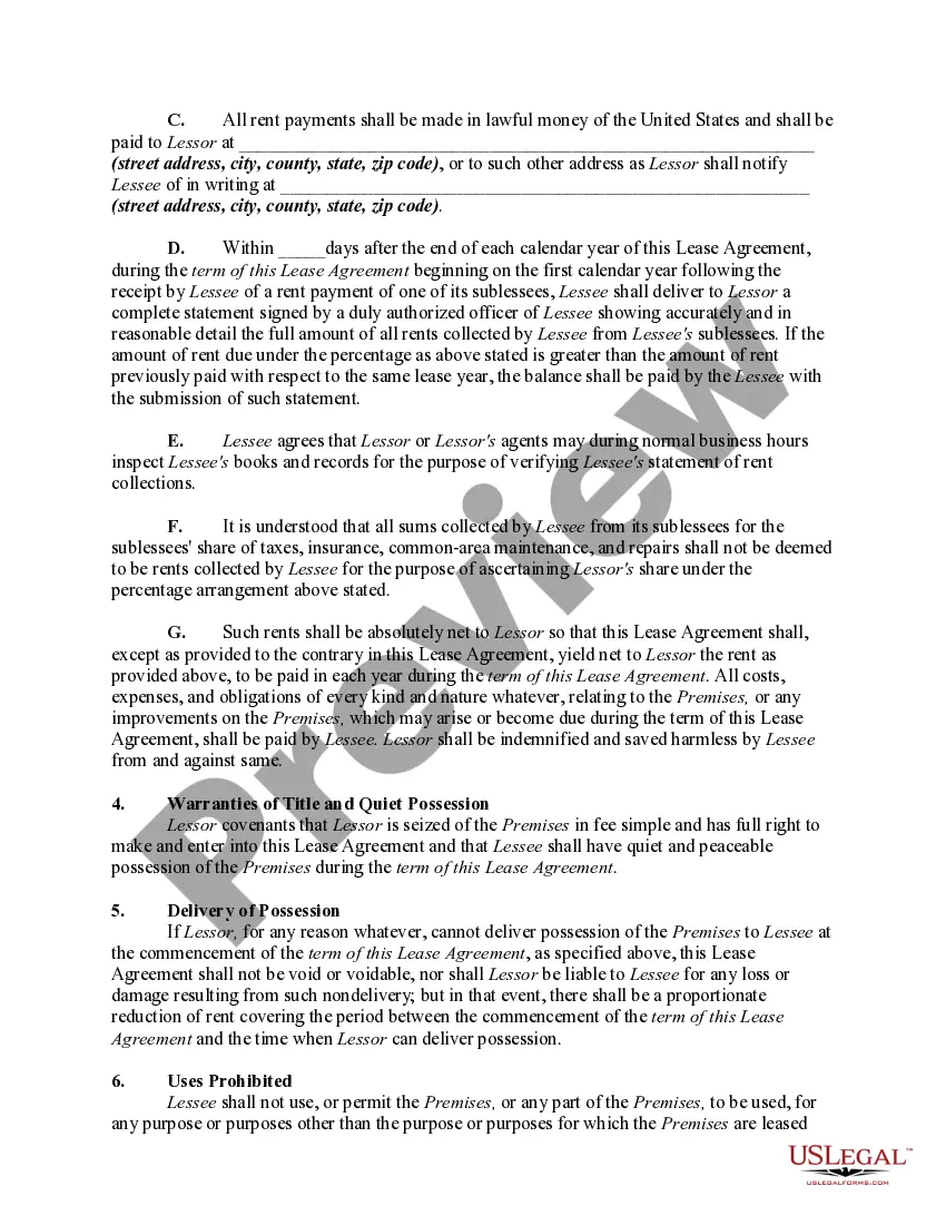 Preview Commercial Ground Lease with Lessee to Construct Improvements