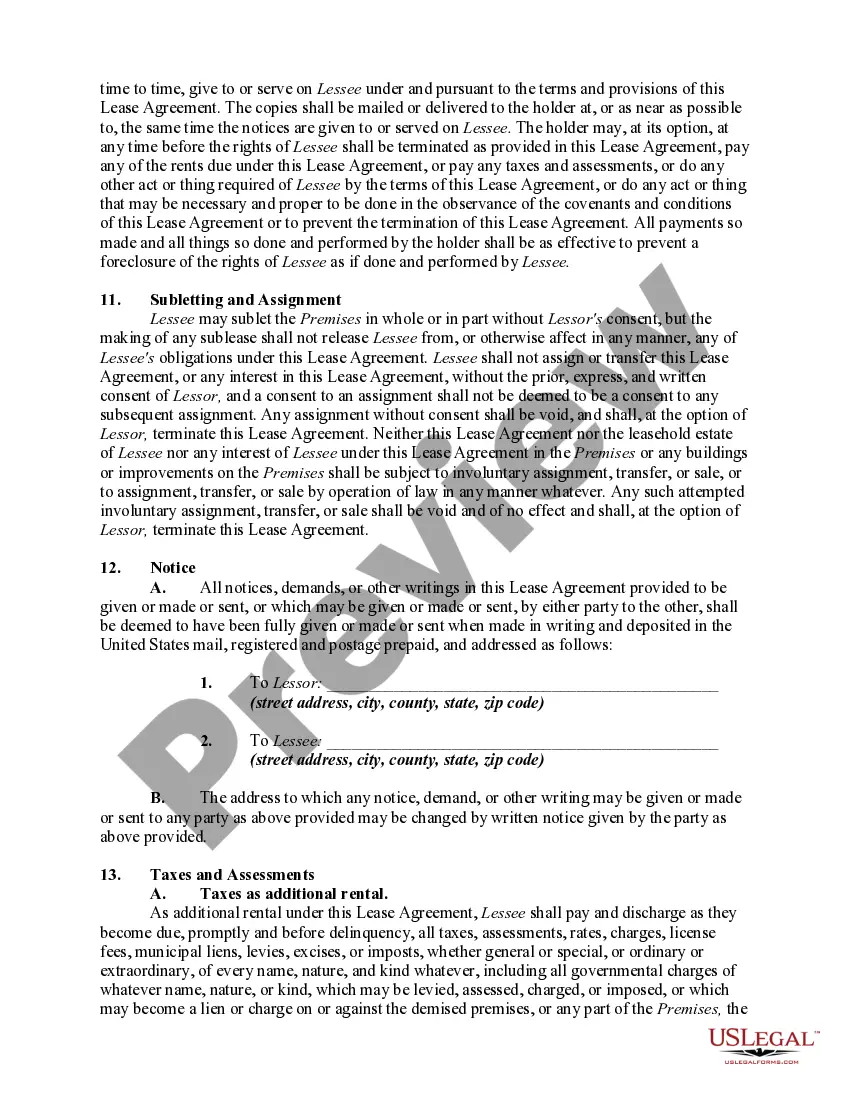 Preview Commercial Ground Lease with Lessee to Construct Improvements