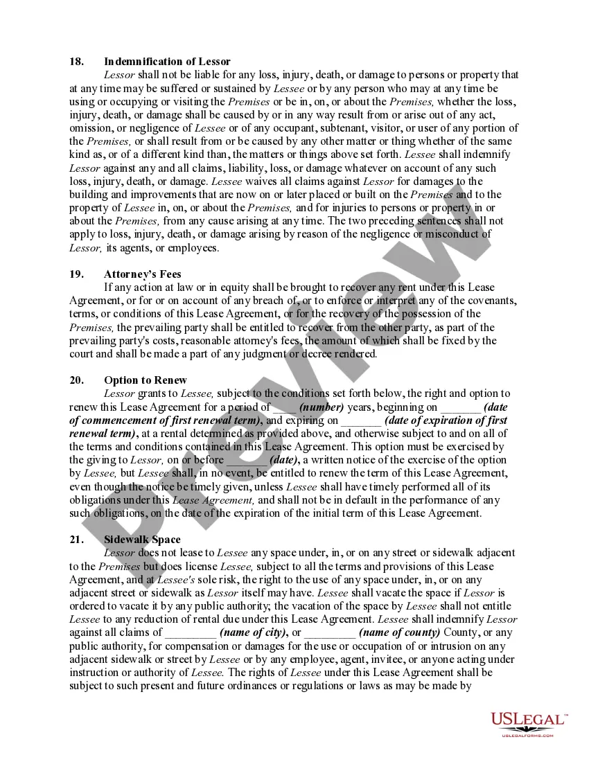Preview Commercial Ground Lease with Lessee to Construct Improvements