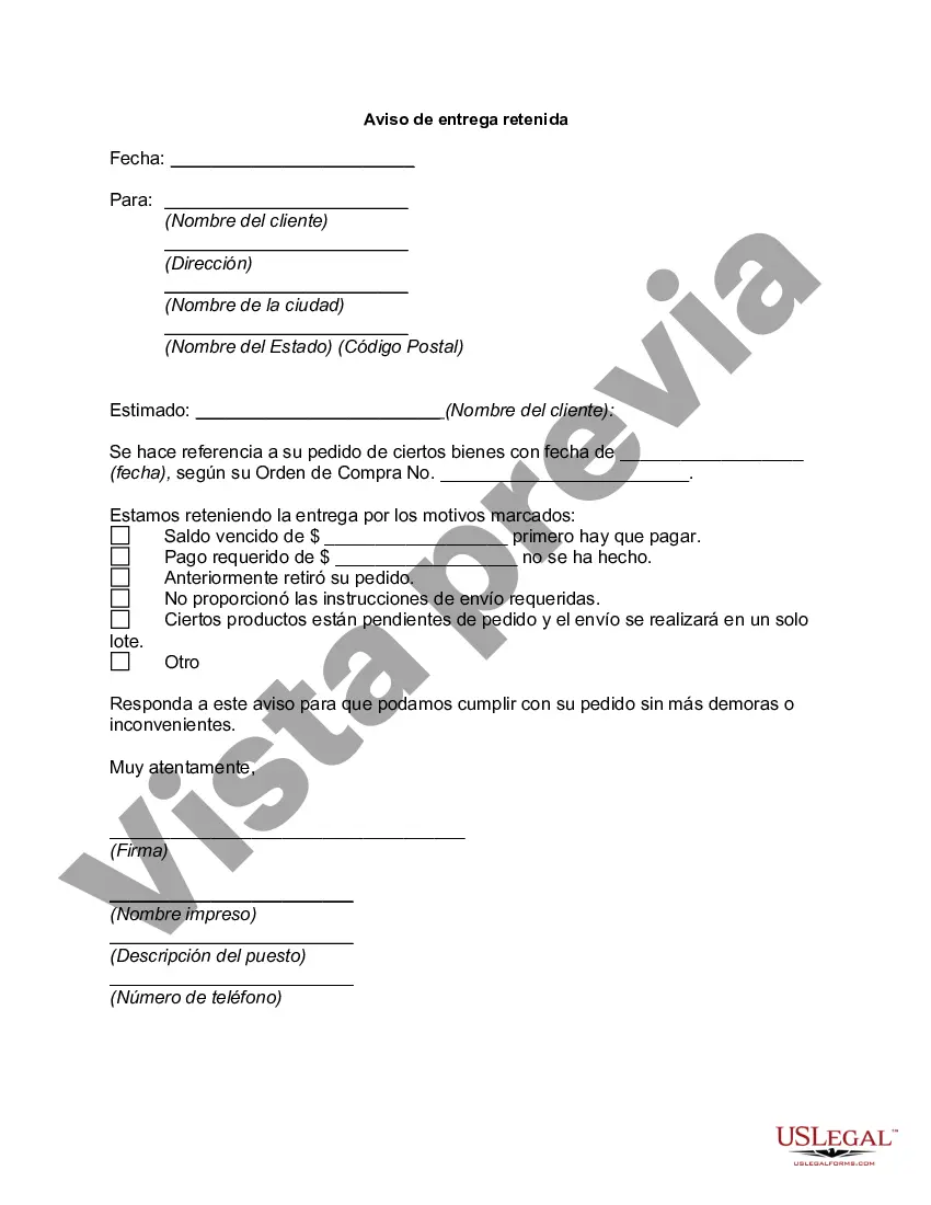 Preview Aviso de entrega retenida