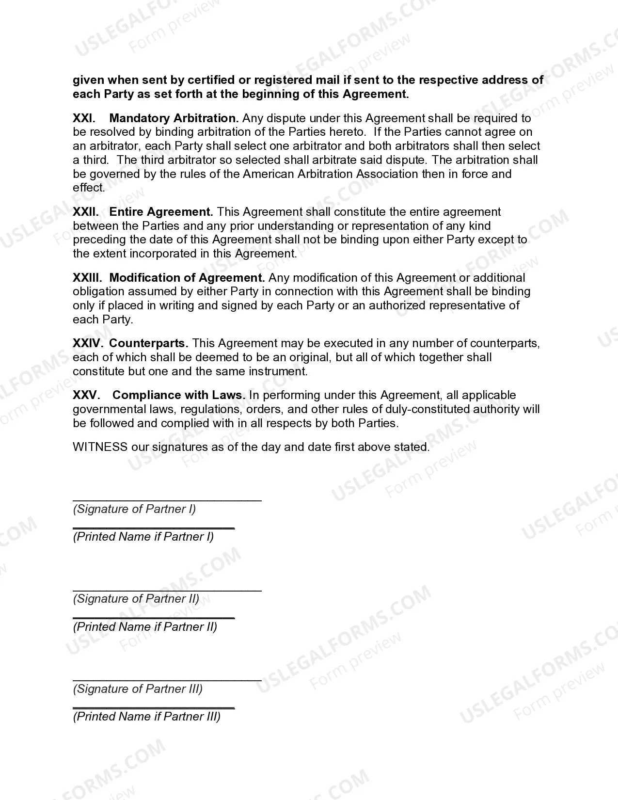 Preview Partnership Buy-Sell Agreement with Purchase on Death, Retirement or Withdrawal of Partner with Life Insurance on Each Partner to Fund Purchase in Case of Death