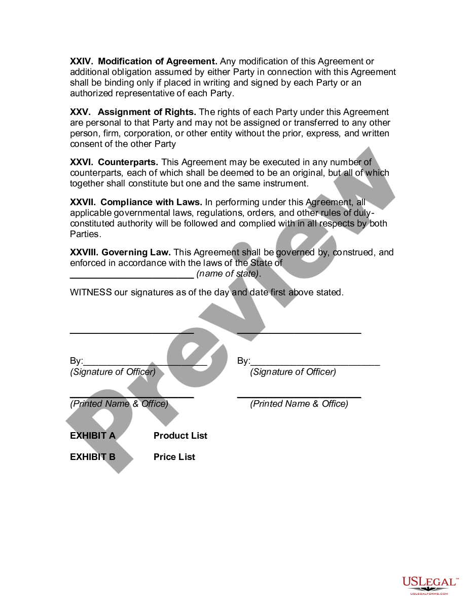 Product Supply Agreement Product Supply Agreement Template US Legal