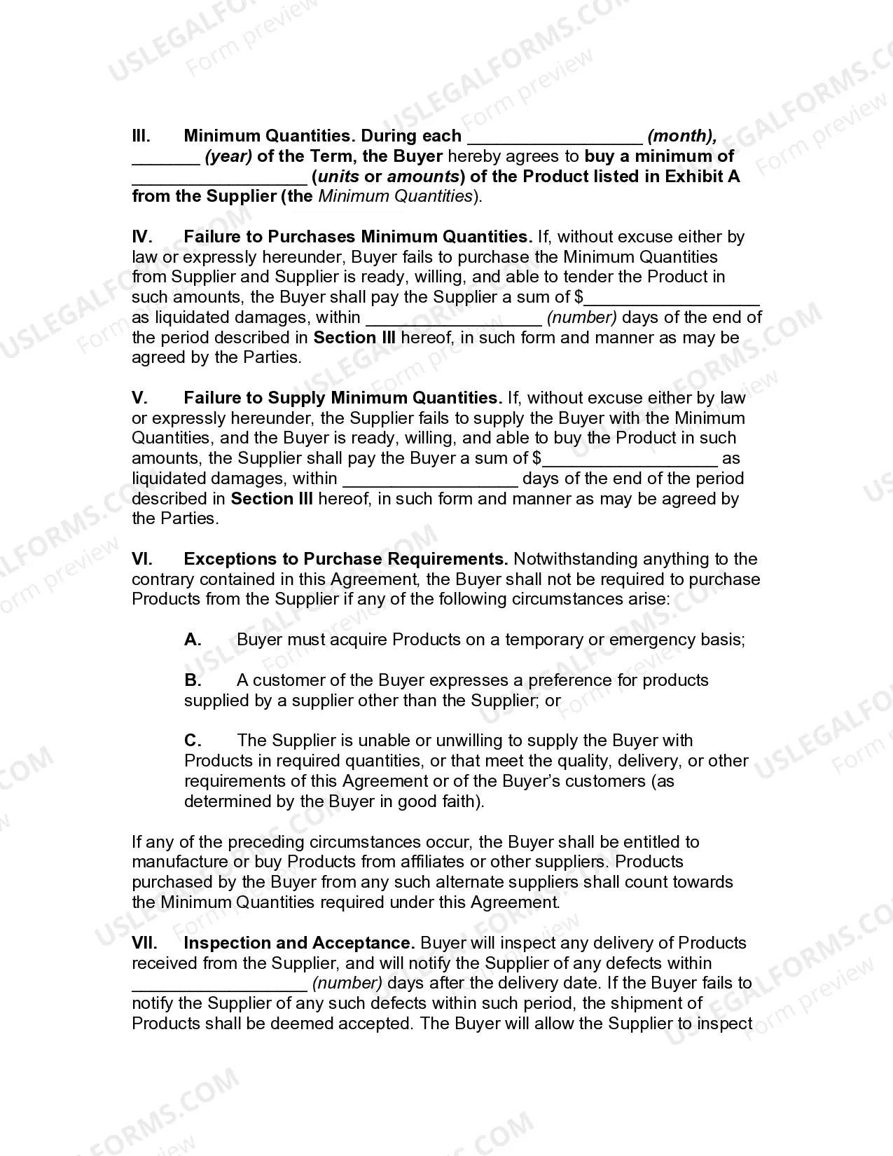 Preview Product Supply Agreement