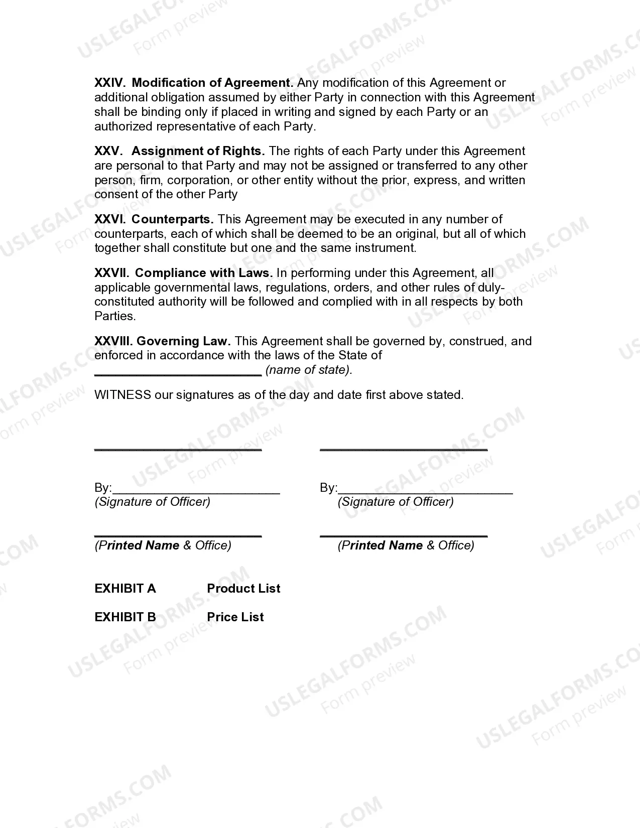 Preview Product Supply Agreement