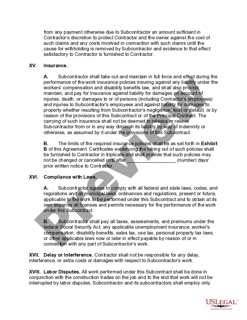 Get Subcontract to Perform Work and Furnish Materials, Equipment and Labor for its Portion of Work, Together with all Plant, Tools, Machinery, Appliances, Winter Protection and all other Necessary Protection Preview Subcontract to Perform Work and Furnish Materials, Equipment and Labor for its Portion of Work, Together with all Plant, Tools, Machinery, Appliances, Winter Protection and all other Necessary Protection