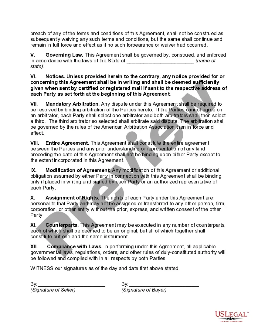 Preview Agreement Acquiring Share of Retiring Law Partner