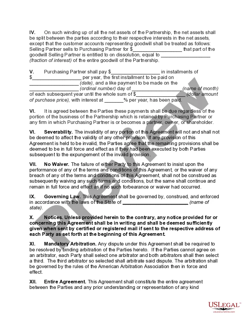Get Agreement to Dissolve and Wind up Partnership with Sale to Partner and Disproportionate Distribution of Assets Preview Agreement to Dissolve and Wind up Partnership with Sale to Partner and Disproportionate Distribution of Assets