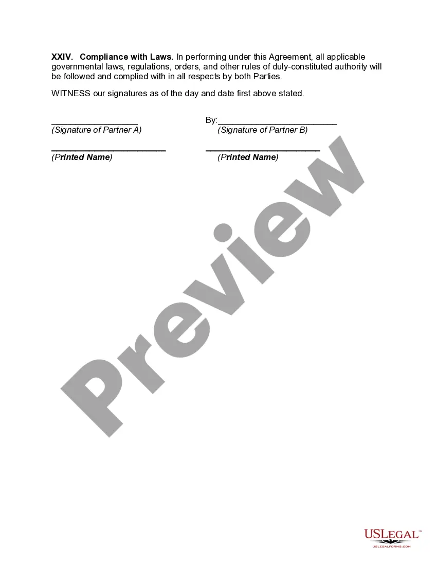 Preview Partnership Agreement with One Partner to Work Full Time for Partnership and Other Partner to Work Part Time