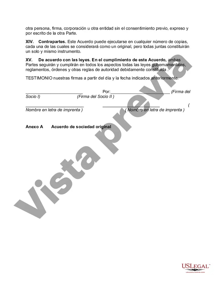 Preview Modificación del Acuerdo de Sociedad para Reorganizar la Sociedad