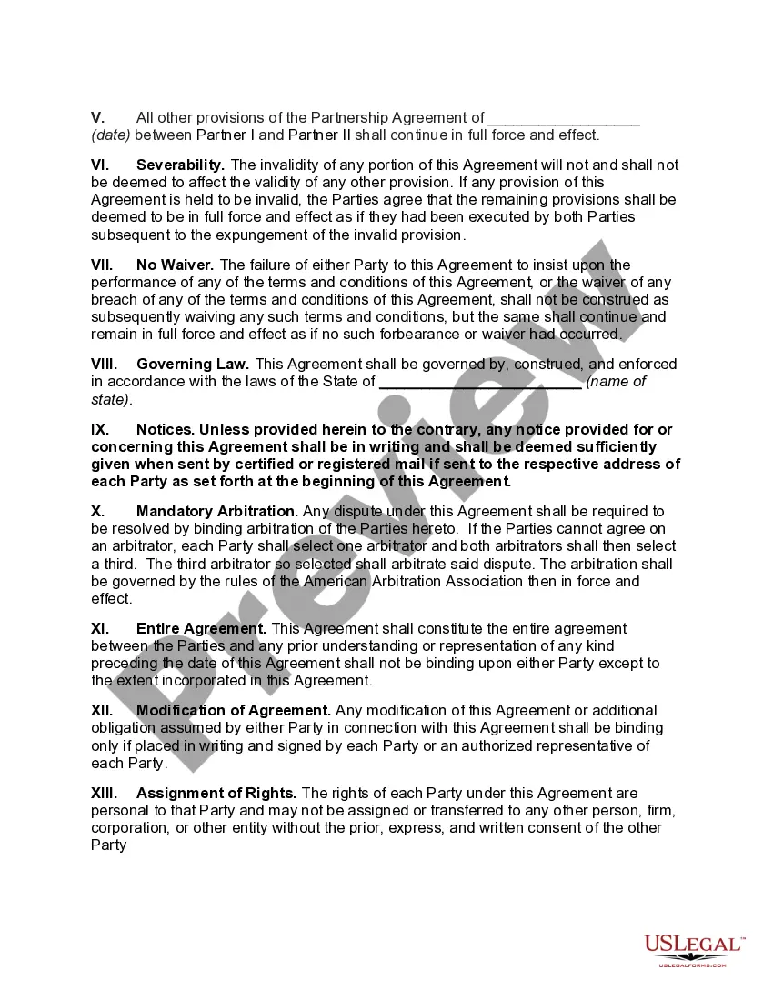 Get Modification of Partnership Agreement to Reorganize Partnership Preview Modification of Partnership Agreement to Reorganize Partnership