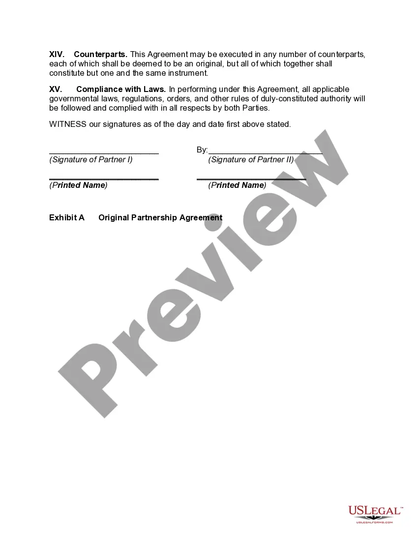 Get Modification of Partnership Agreement to Reorganize Partnership Preview Modification of Partnership Agreement to Reorganize Partnership