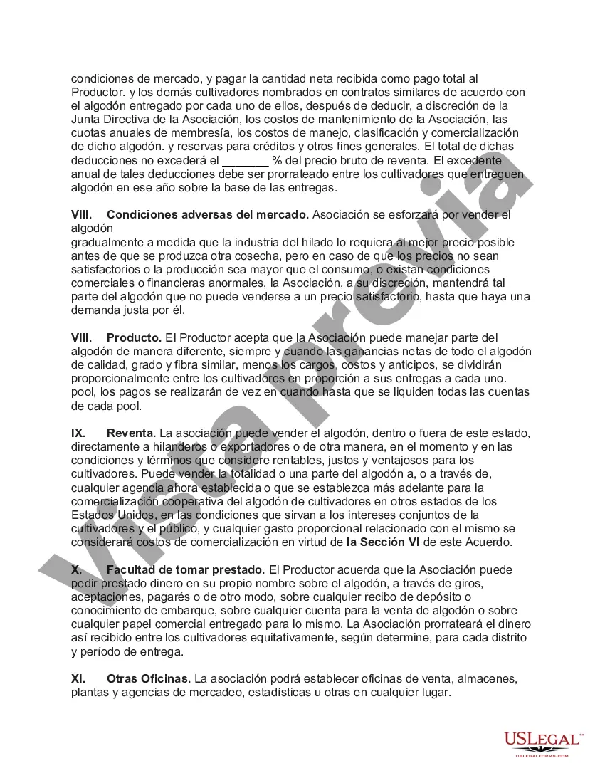 Preview Acuerdo de Comercialización para la Venta de Algodón