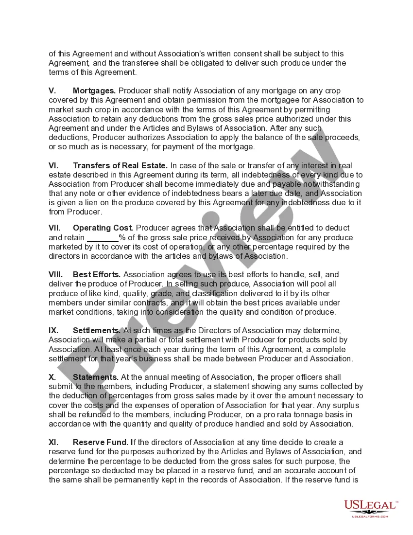 Get Marketing Agreement for Sale of Vegetables with Cooperative Association Preview Marketing Agreement for Sale of Vegetables with Cooperative Association