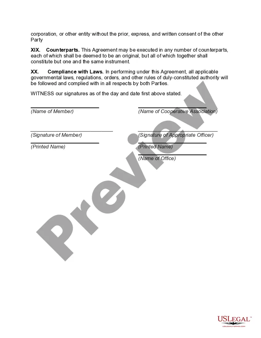 Preview Marketing Agreement with Cooperative Association for Sale of Livestock