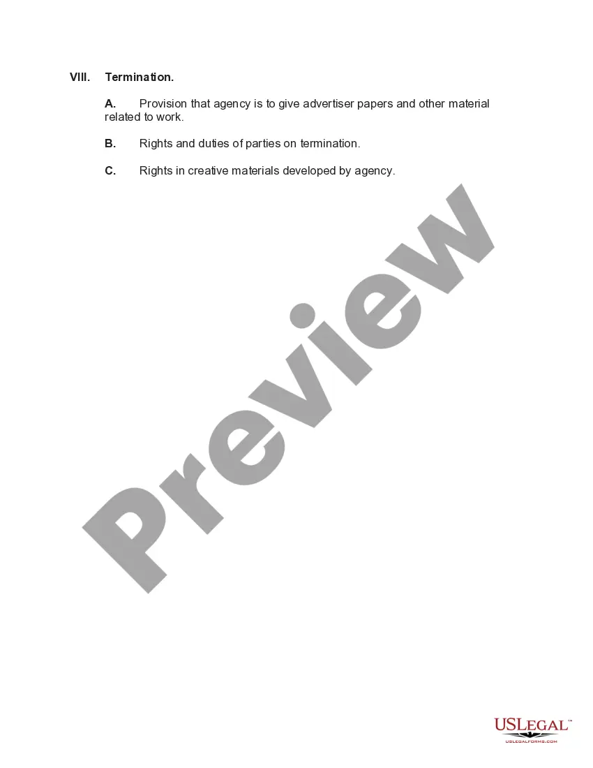 Get Checklist of Matters to be Considered in Drafting Contract Between Advertiser and Advertising Agency Preview Checklist of Matters to be Considered in Drafting Contract Between Advertiser and Advertising Agency