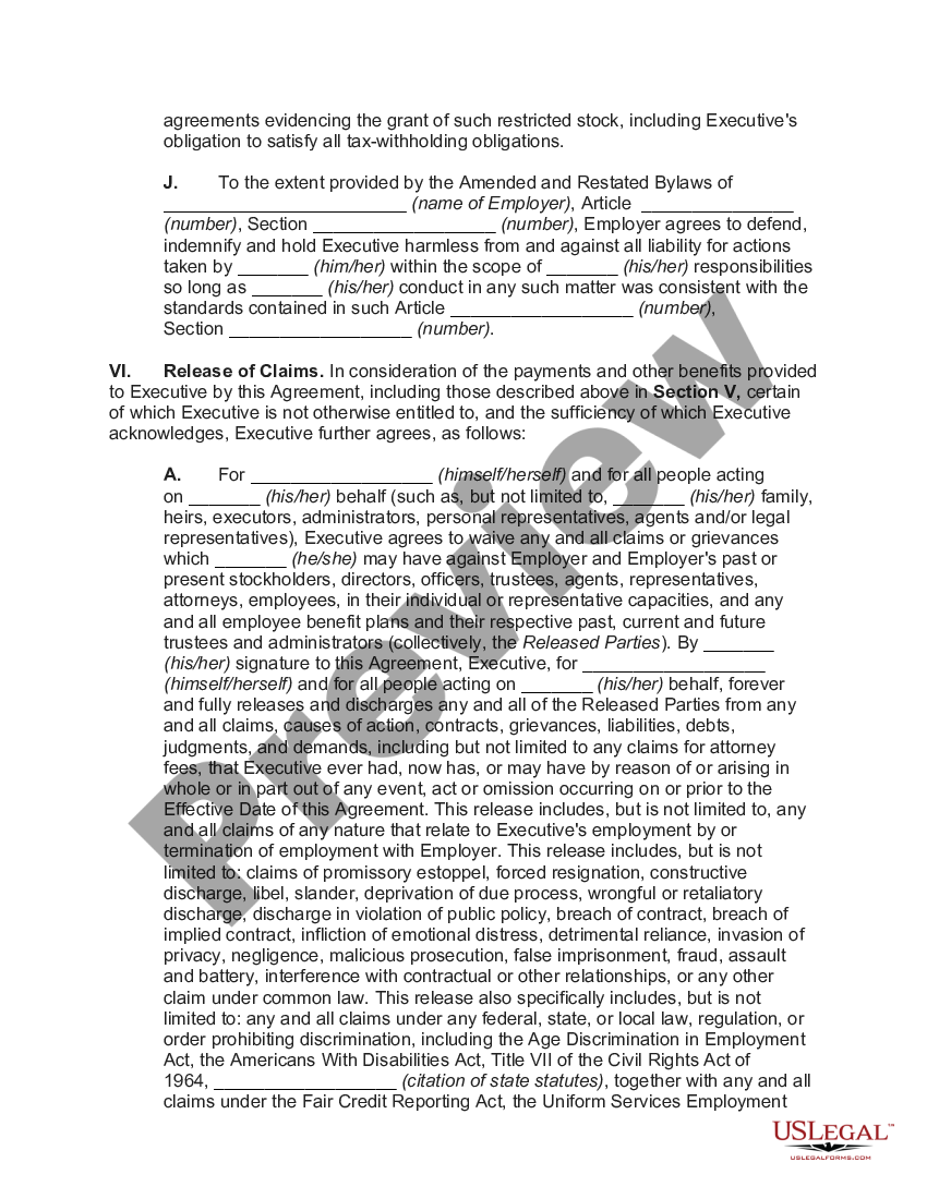 Termination Agreement between Employer and Executive at End of Term of ...