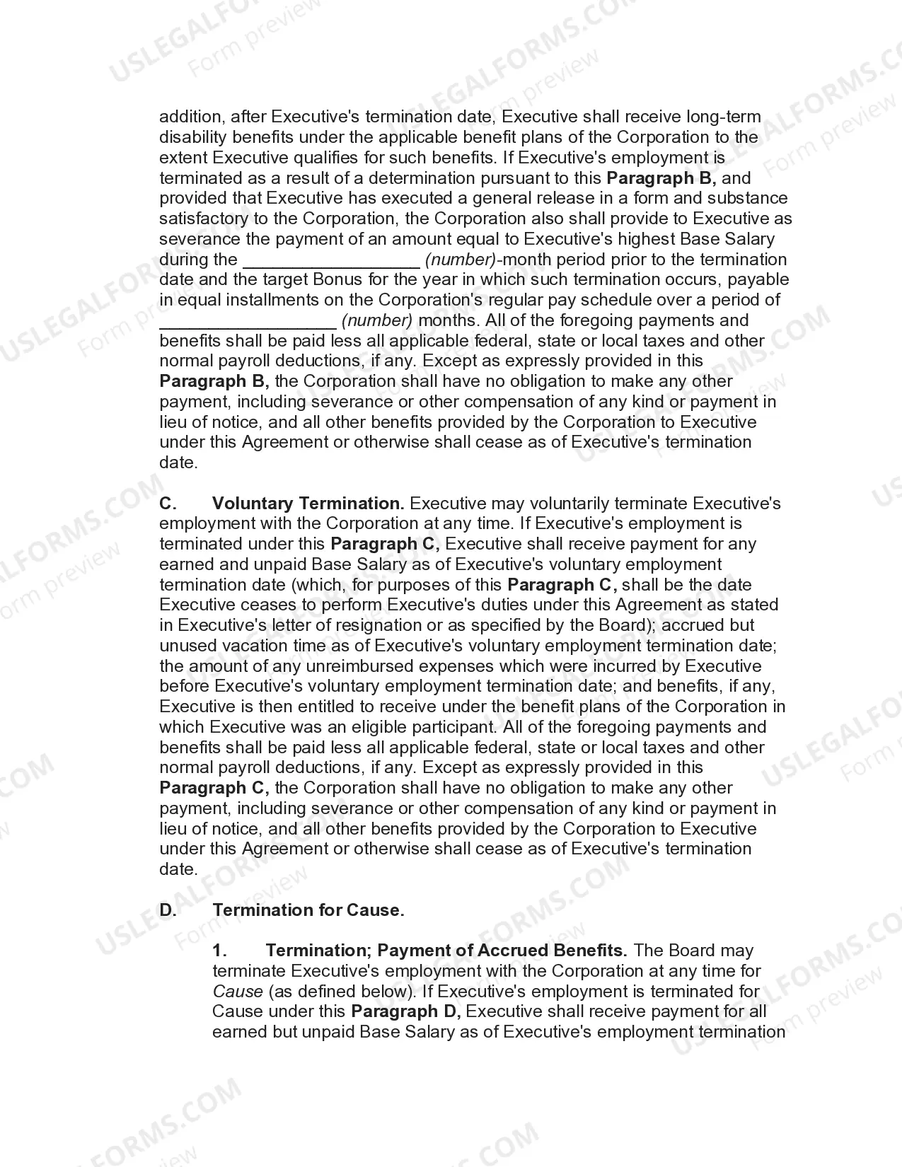 Preview Employment Agreement with Vice President of Human Resources