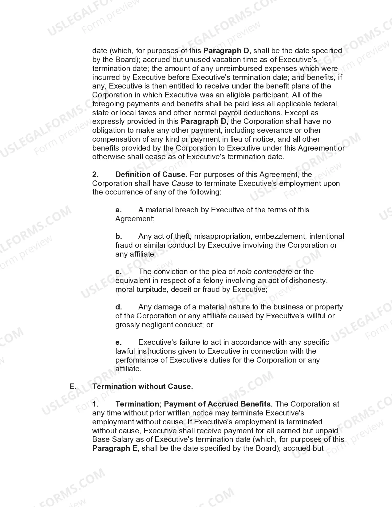 Preview Employment Agreement with Vice President of Human Resources