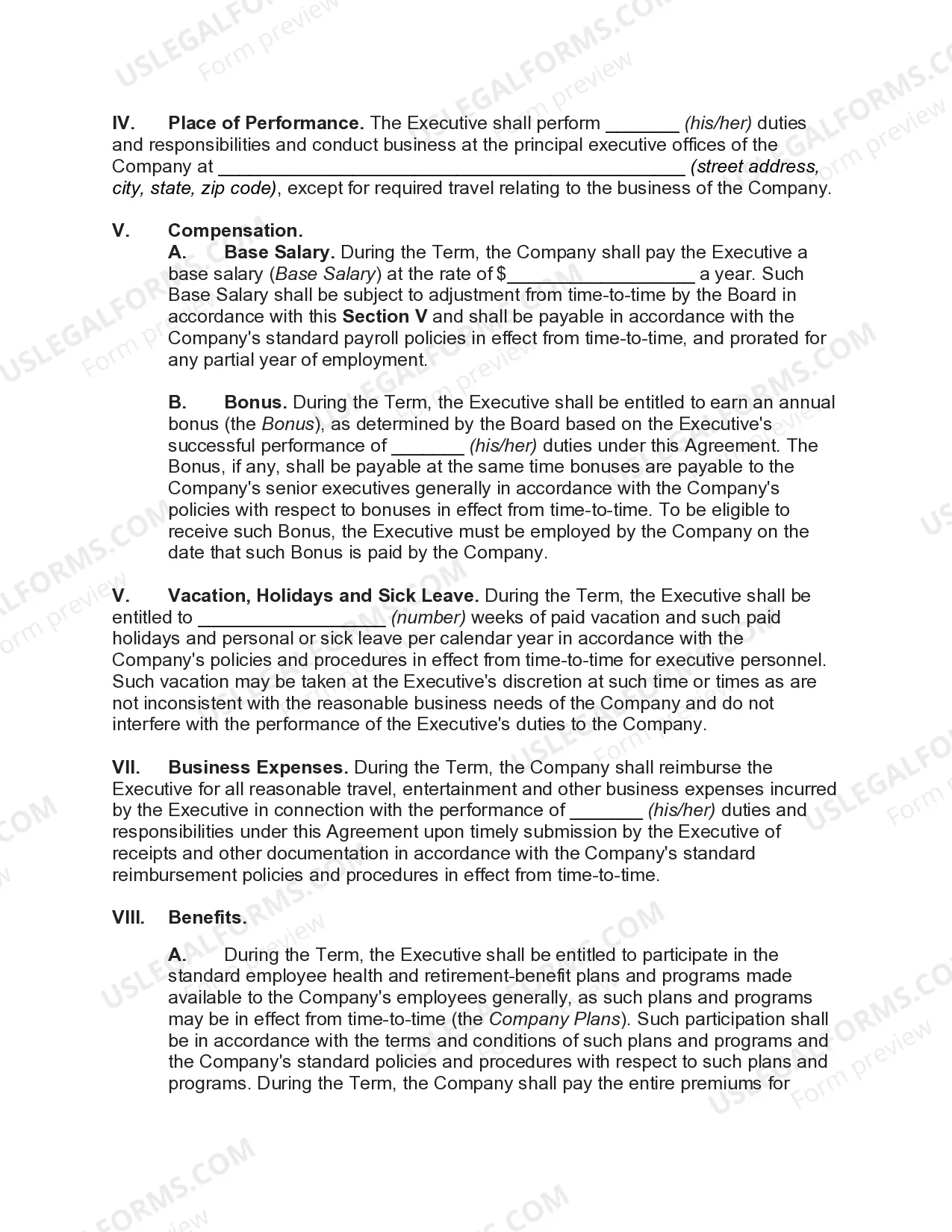 Preview Employment Agreement with Executive Vice President and Chief Financial Officer