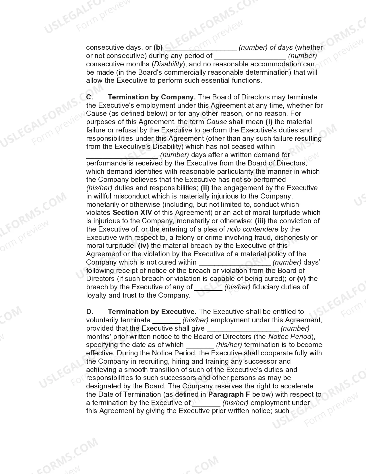 Preview Employment Agreement with Executive Vice President and Chief Financial Officer