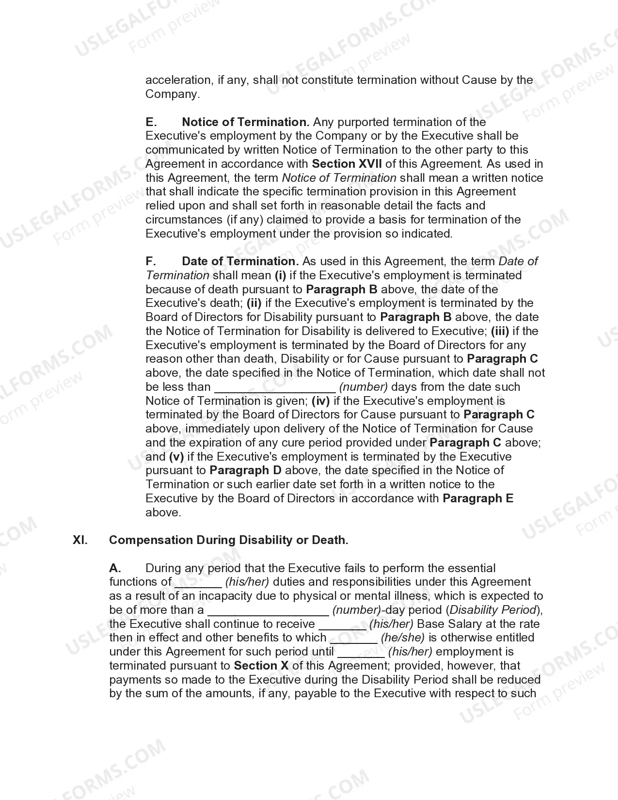 Preview Employment Agreement with Executive Vice President and Chief Financial Officer