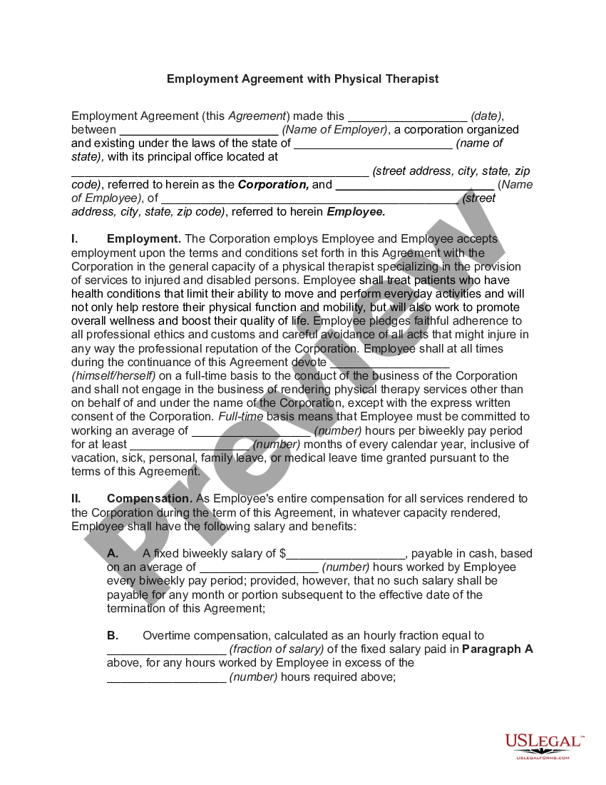 Physical Therapy Contract Template