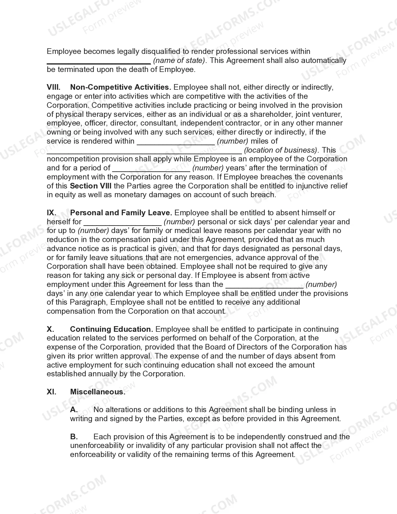 Preview Employment Agreement with Physical Therapist