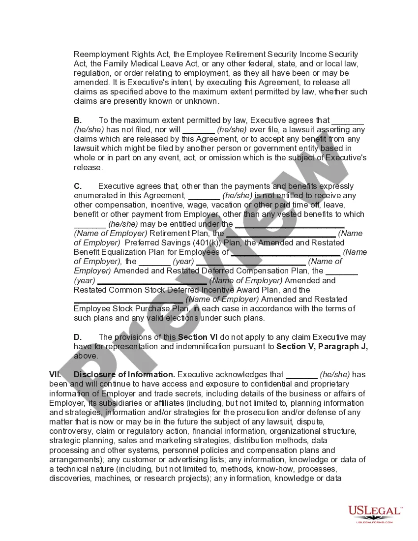 Get Termination Agreement between Employer and Executive at End of Term of Employment Agreement with Restrictive Covenants and General Release Preview Termination Agreement between Employer and Executive at End of Term of Employment Agreement with Restrictive Covenants and General Release