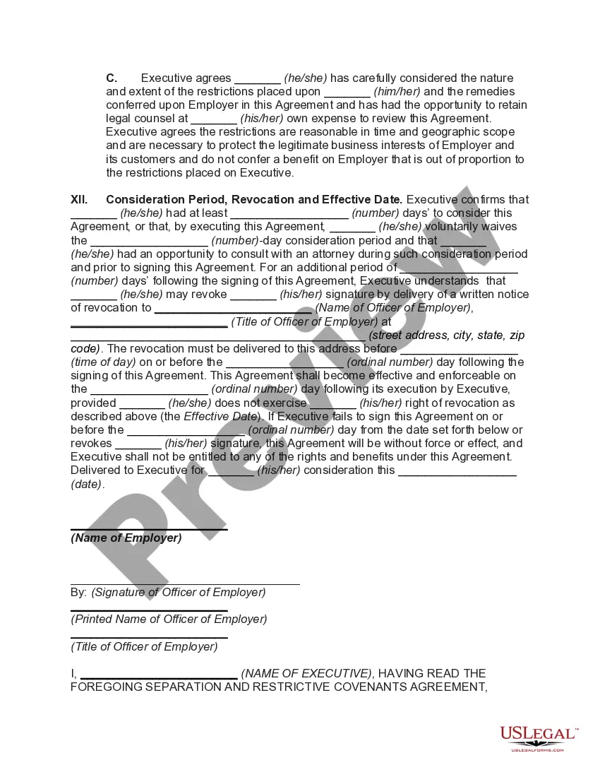 Get Termination Agreement between Employer and Executive at End of Term of Employment Agreement with Restrictive Covenants and General Release Preview Termination Agreement between Employer and Executive at End of Term of Employment Agreement with Restrictive Covenants and General Release
