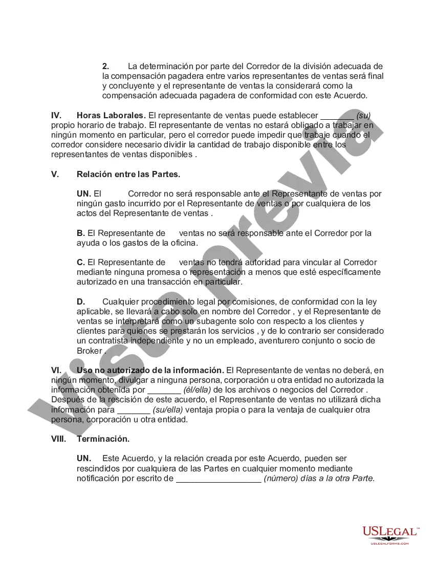 Preview Acuerdo entre Representante de Ventas de Bienes Raíces y Corredor