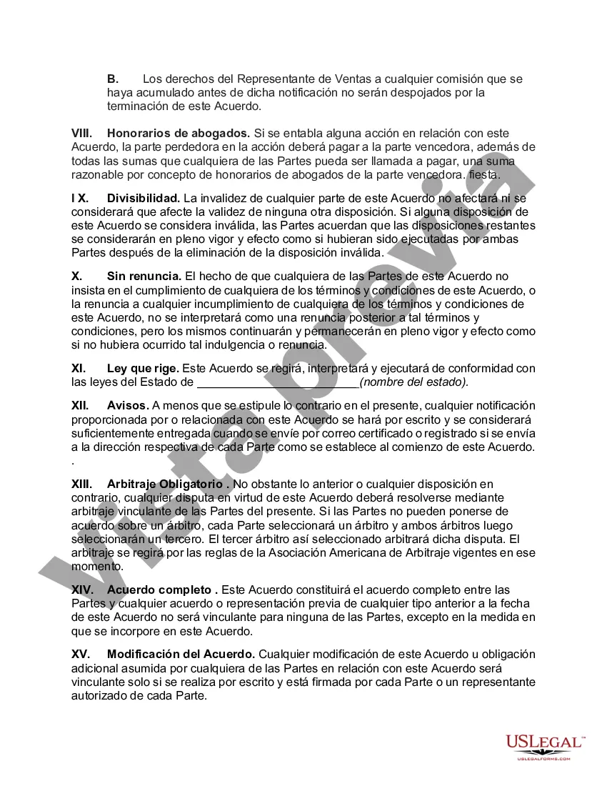 Preview Acuerdo entre Representante de Ventas de Bienes Raíces y Corredor