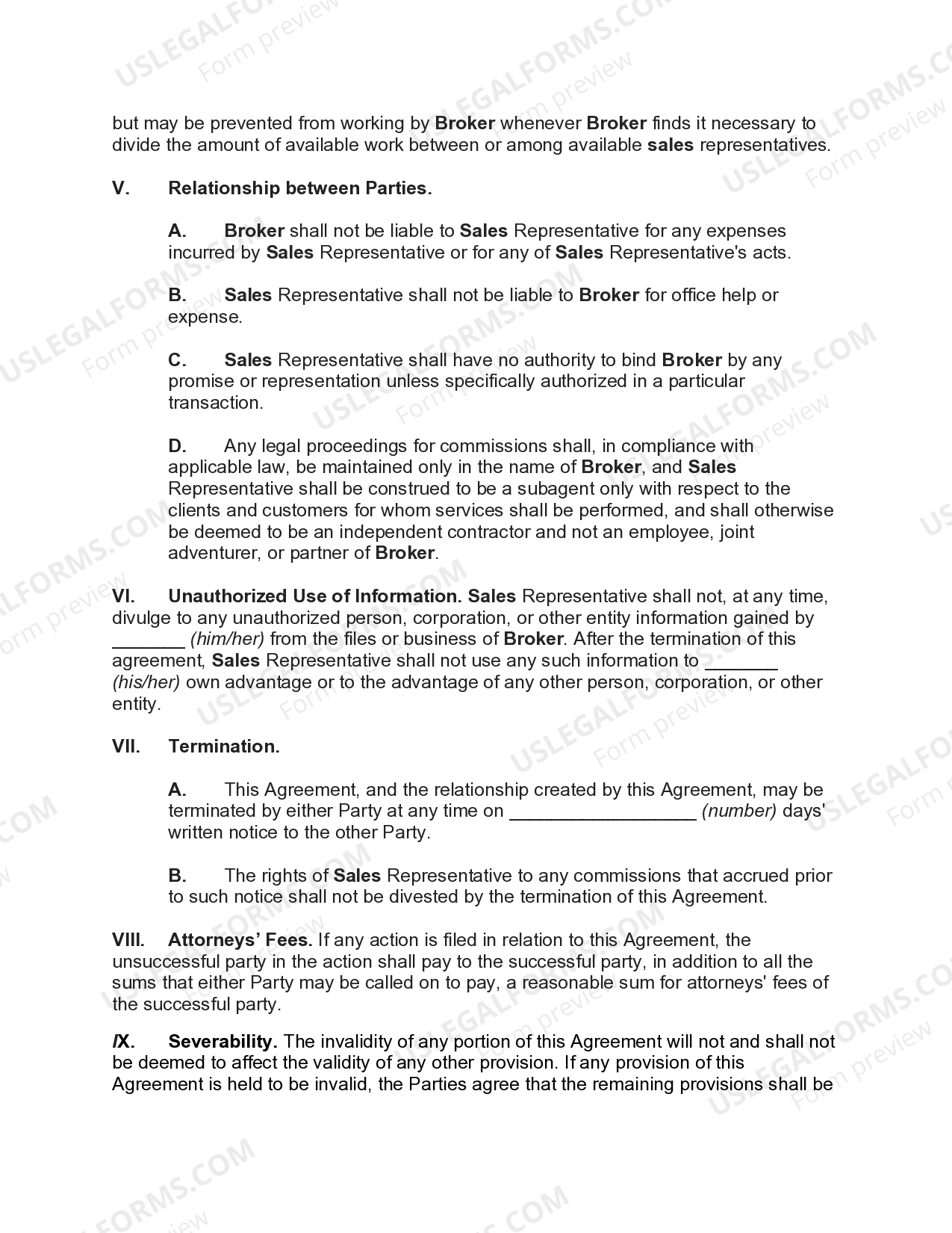 Mississippi Agreement between Real Estate Sales Representative and ...