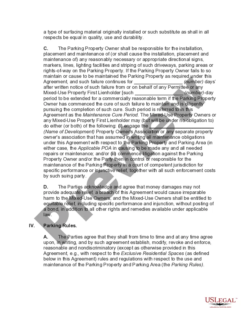 Preview Agreement between Adjoining Landowners Granting Perpetual Non-exclusive Easement for Use of and Access to Parking Area