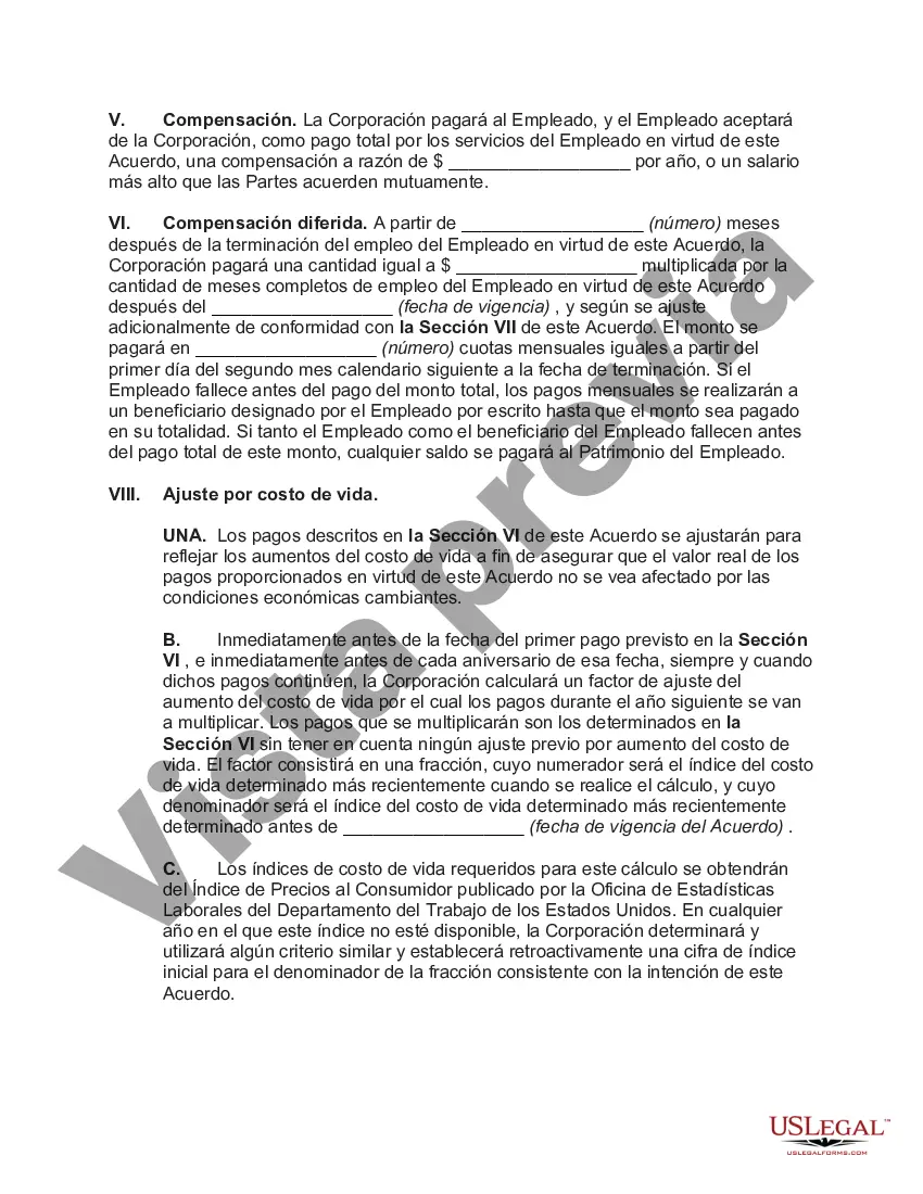 Preview Acuerdo Laboral de Ejecutivo con Remuneración Diferida y Aumentos por Costo de Vida