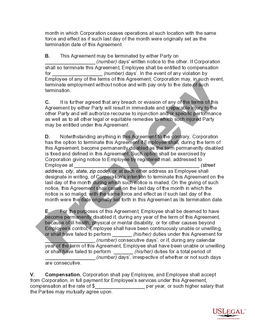 Preview Employment Agreement of Executive with Deferred Compensation and Cost-of-Living Increases