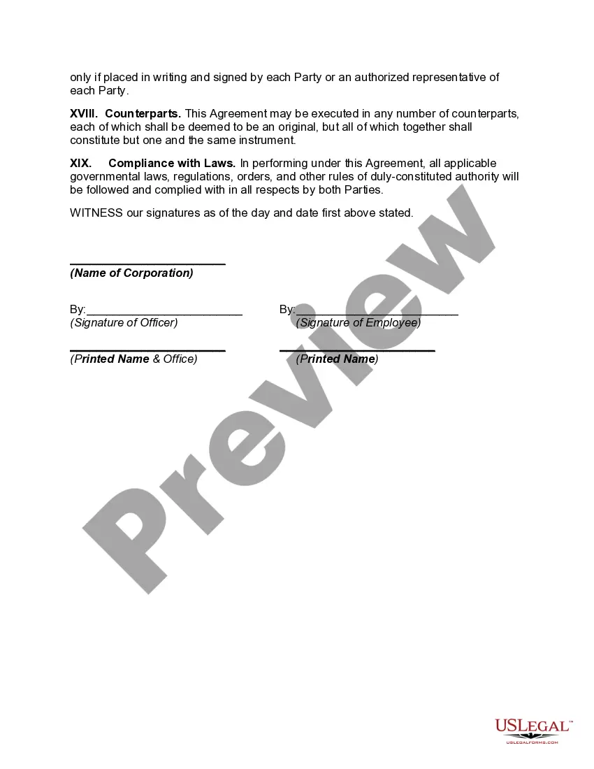 Preview Employment Agreement of Executive with Deferred Compensation and Cost-of-Living Increases