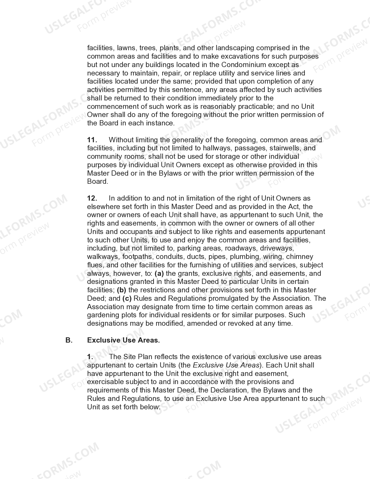 Suffolk New York Master Deed for Plan of Ownership for Condominium with Multiple Residential