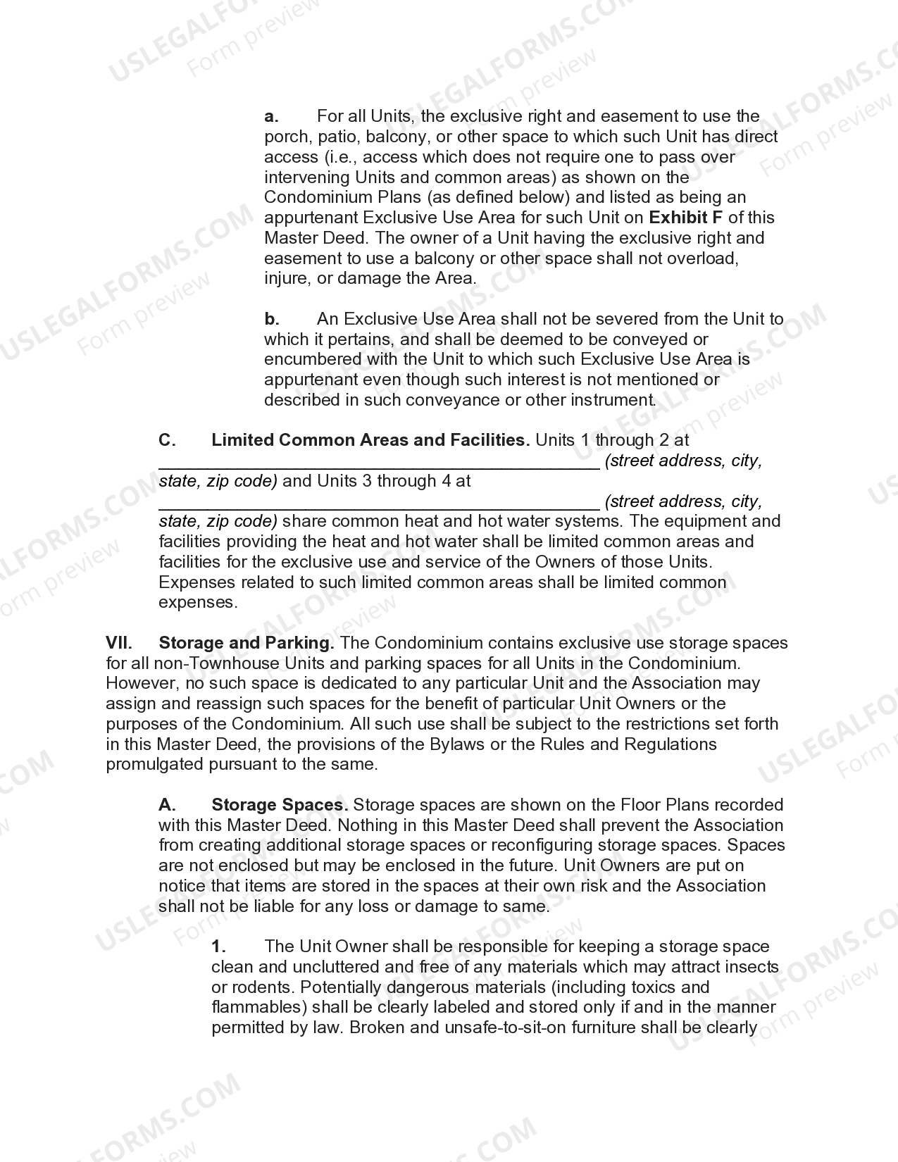 Suffolk New York Master Deed for Plan of Ownership for Condominium with Multiple Residential
