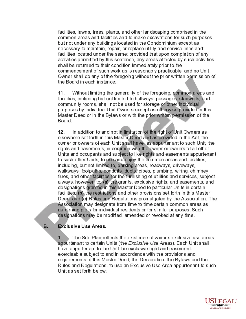 Get Master Deed for Plan of Ownership for Condominium with Multiple Residential Buildings Preview Master Deed for Plan of Ownership for Condominium with Multiple Residential Buildings