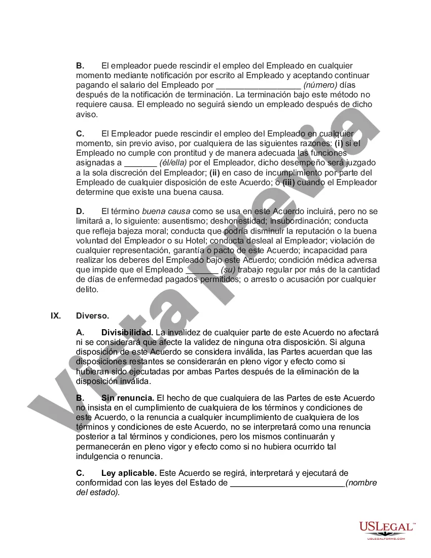 Preview Acuerdo Laboral con Gerente General de Hotel