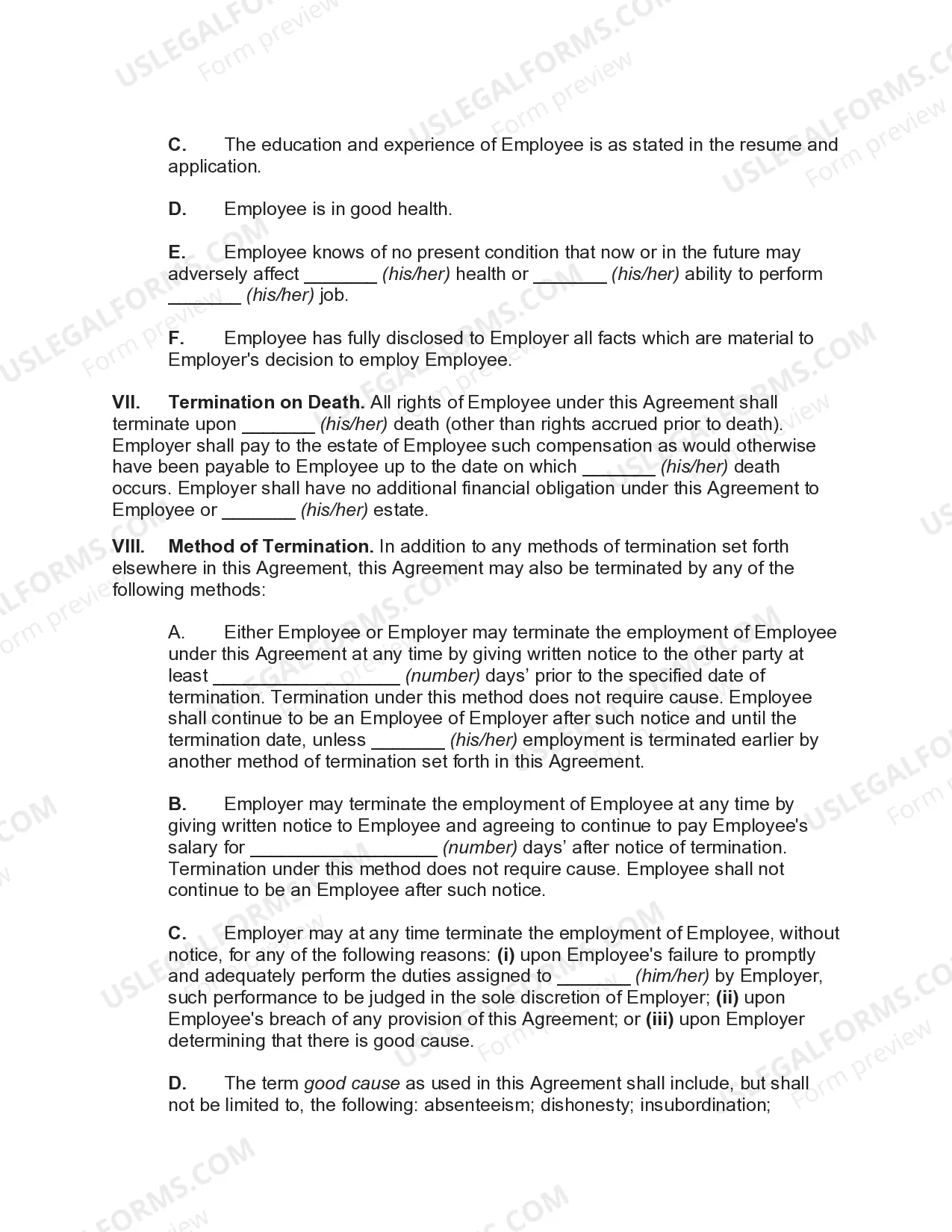 Preview Employment Agreement with General Manager of Hotel