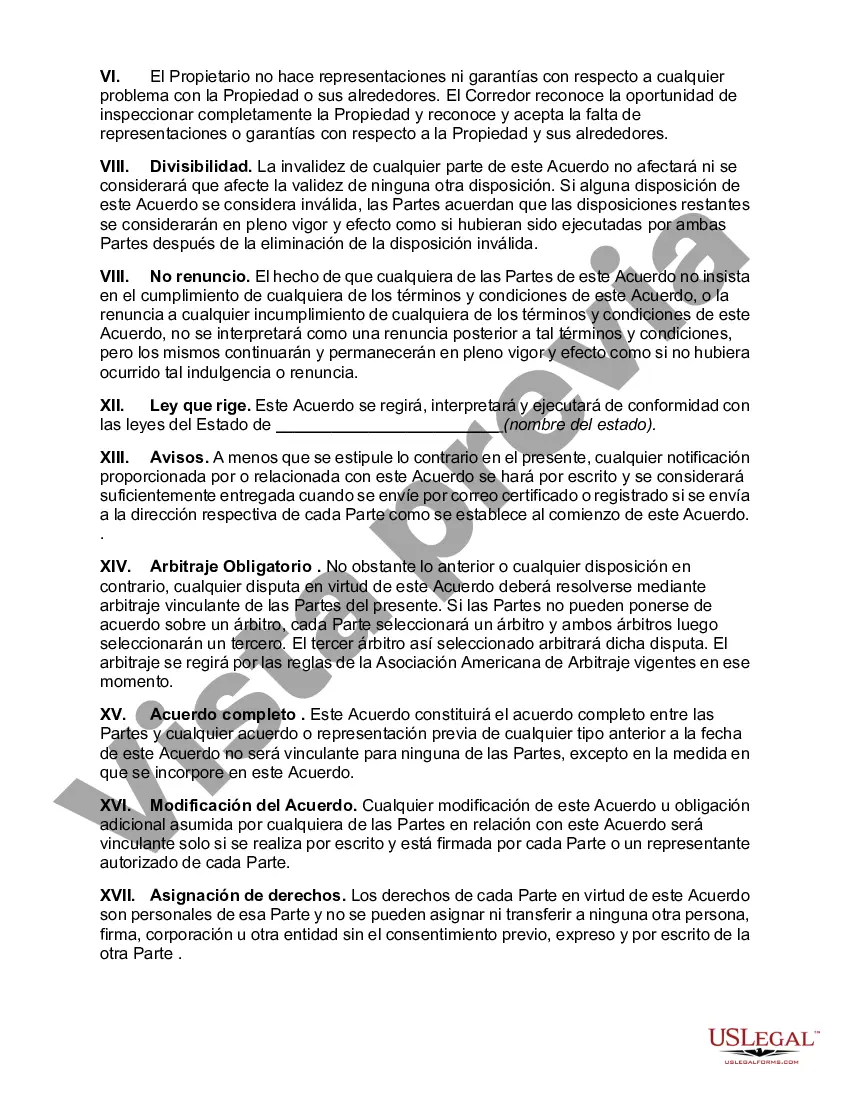Preview Contrato de Corretaje de Bienes Raíces No Exclusivo