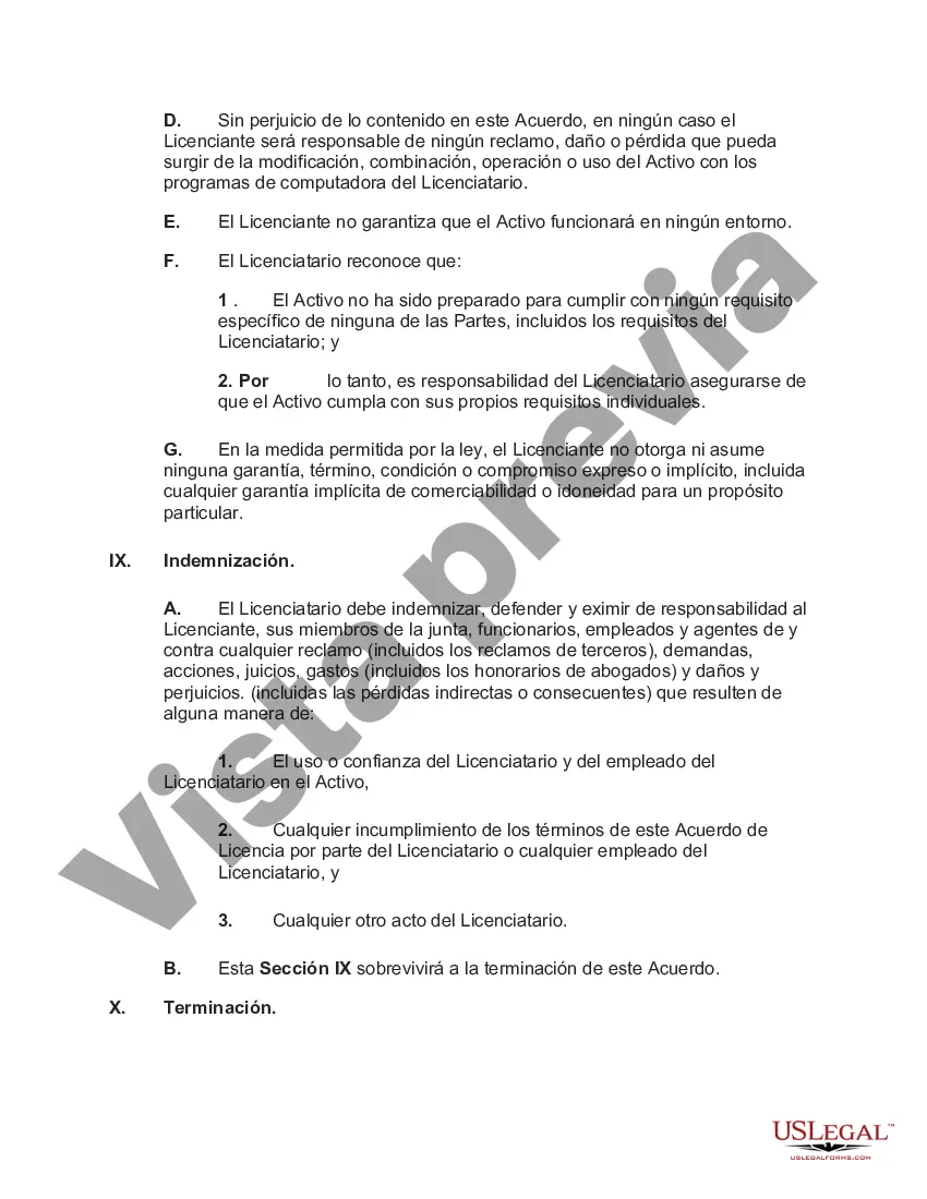 Preview Acuerdo de licencia no exclusiva e intransferible para un producto
