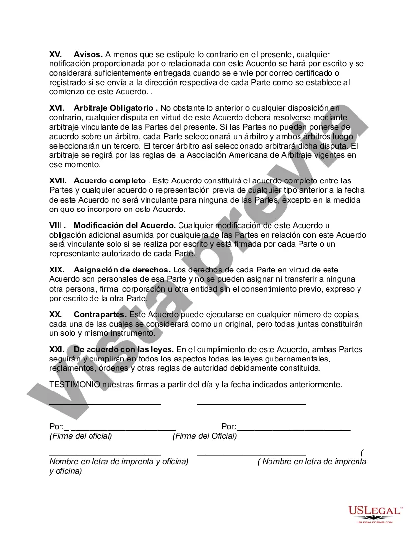 Preview Acuerdo de licencia no exclusiva e intransferible para un producto