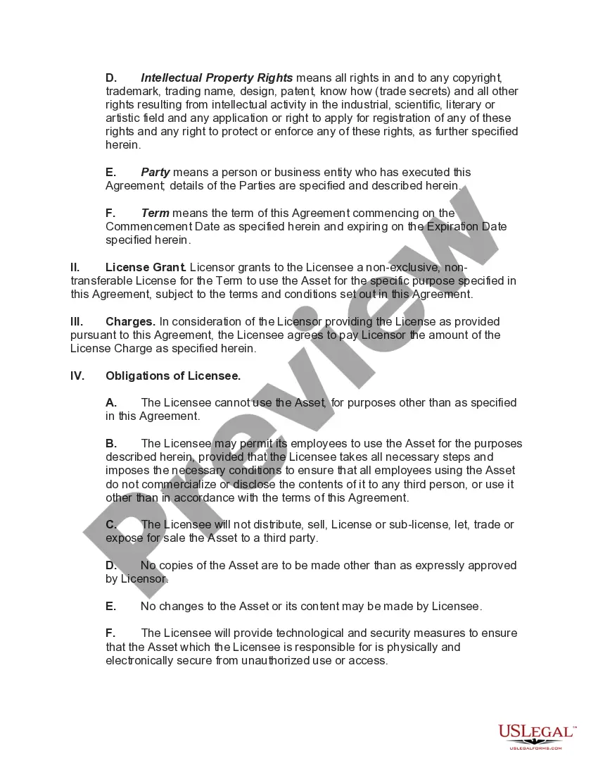 Preview Non-exclusive and Non-transferable License Agreement for a Product