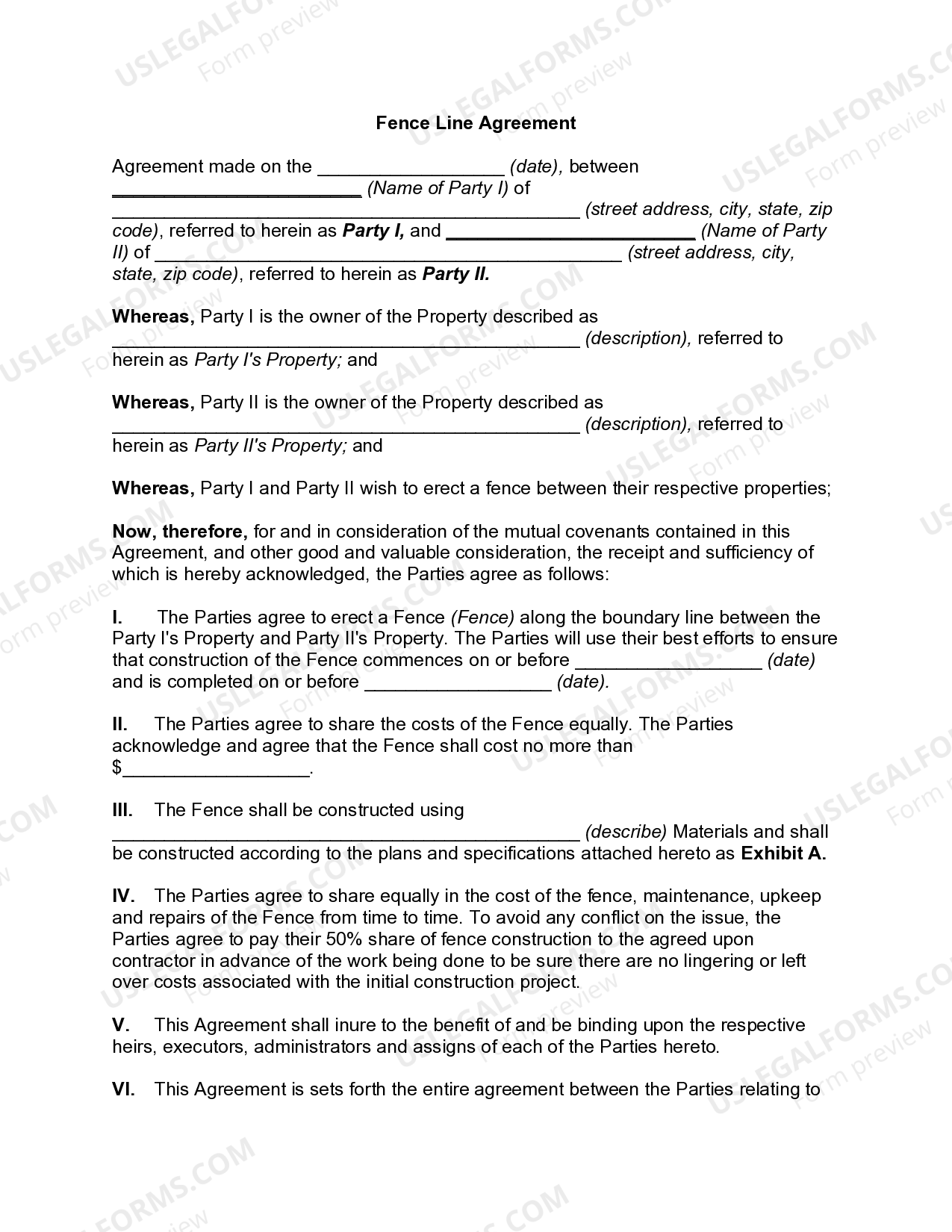 Oklahoma Fence Line Agreement Fence Line Agreement US Legal Forms