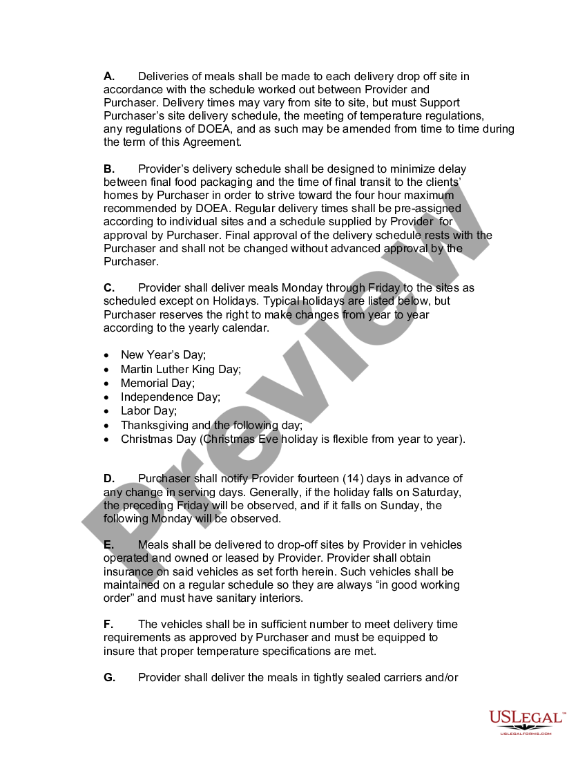 West Virginia Food Service Agreement Food Service Agreement Template Us Legal Forms