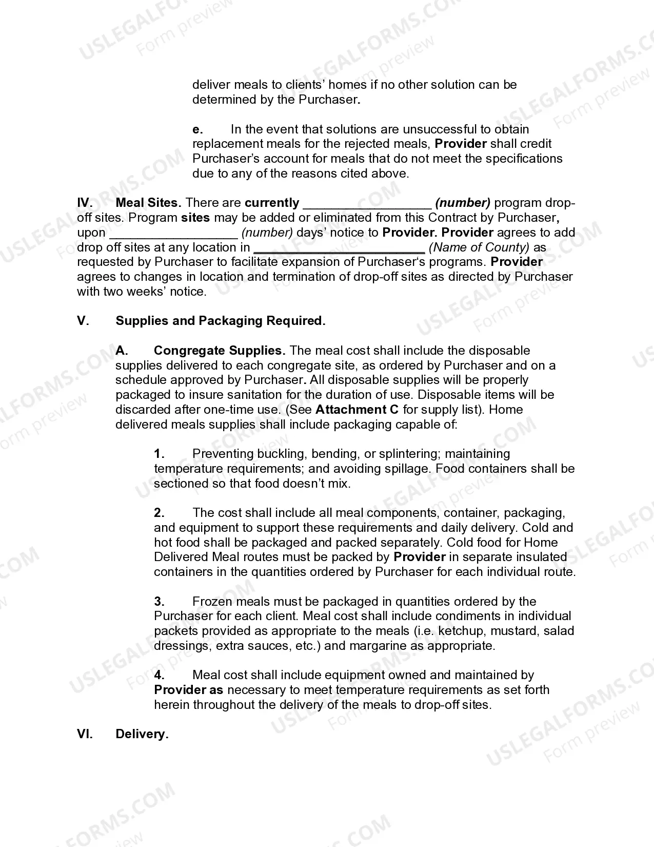 Preview Food Service Agreement