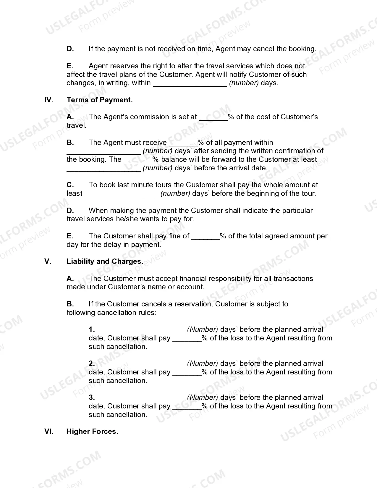 Preview Travel Agent Agreement